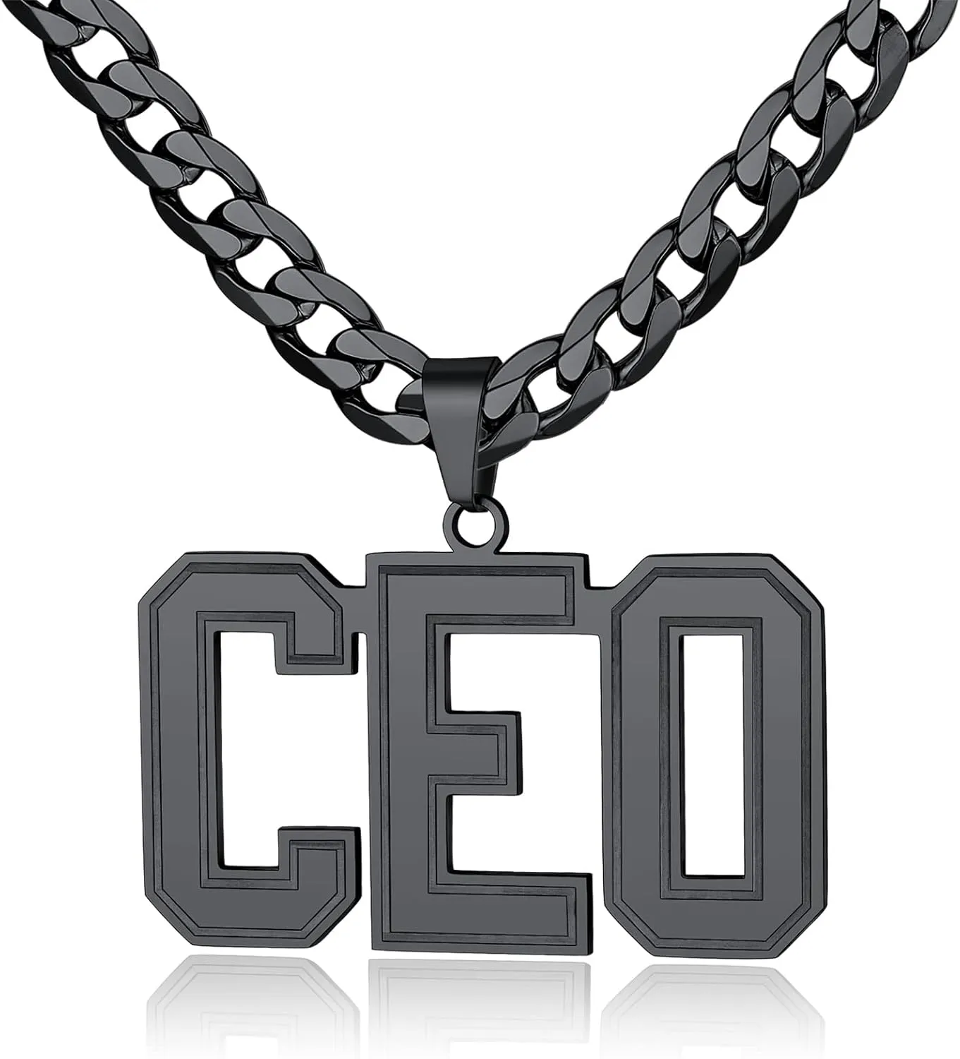 ChainsPro Men Personalized Name Necklace Nameplate Necklaces, 18/20/22/24/26/28/30" Length, 316L Stainless Steel/18K Gold Plated/Black-Send Gift Box