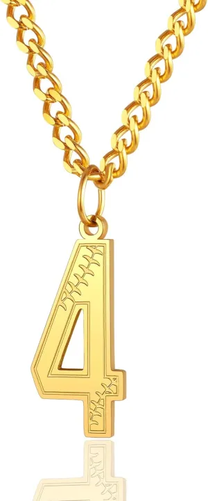 ChainsProMax Men Lucky Number Necklaces, with 3MM Cuban Style Chain, Personalized Sports Jewelry, Stainless Steel/Gold Plated, Send Gift Box