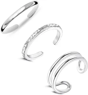 Charmsy 925 Sterling Silver Toe Rings for Women | Minimalist Open Adjustable Toe-Rings Band | Women's Cuff Toe Ring Summer Beach Foot Jewelry