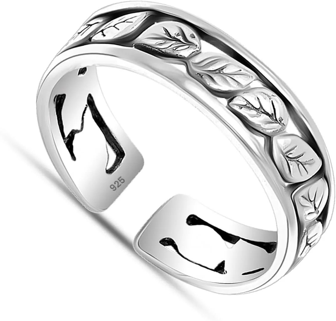 Charmsy 925 Sterling Silver Toe Rings for Women | Minimalist Open Adjustable Toe-Rings Band | Women's Cuff Toe Ring Summer Beach Foot Jewelry