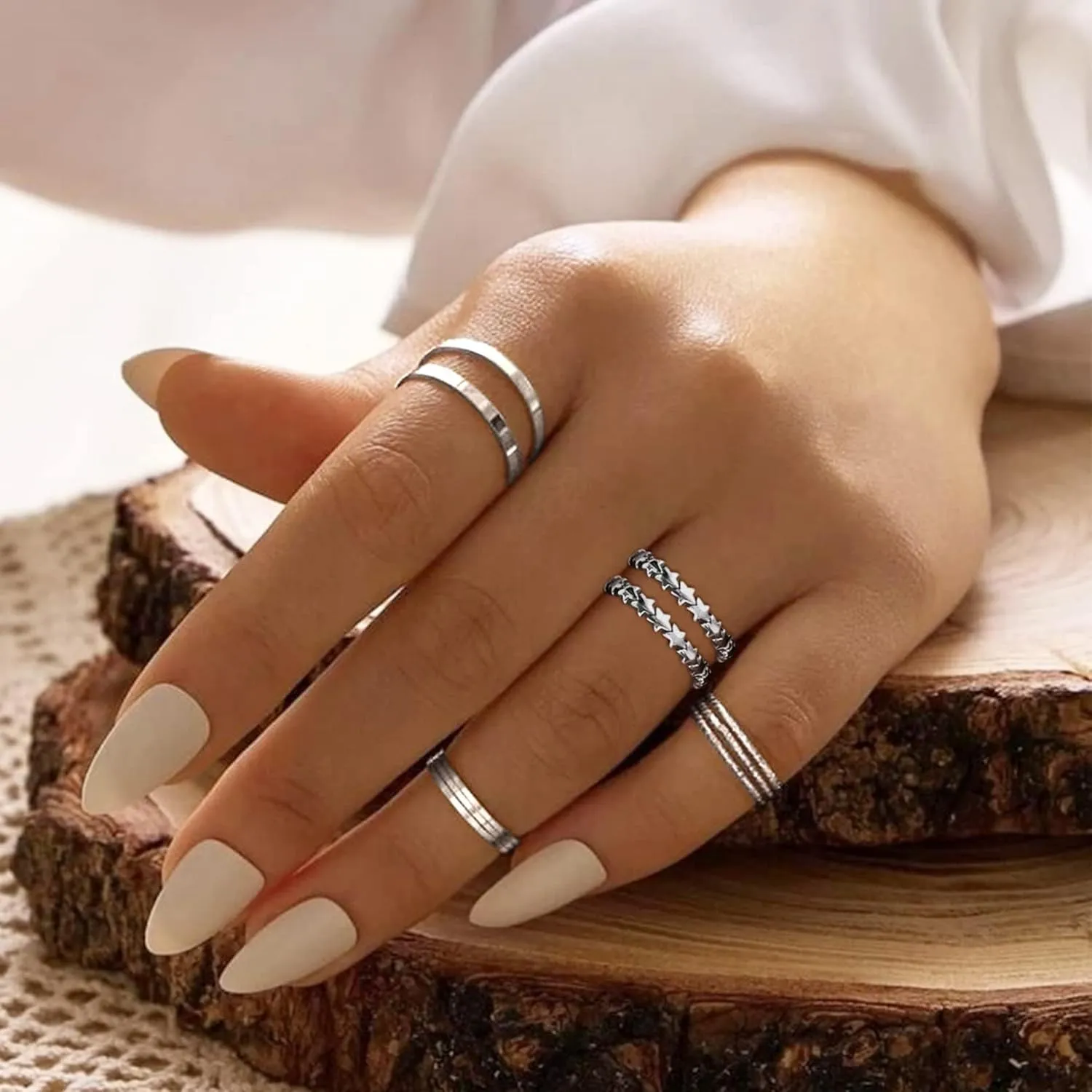 ChicSilver 925 Sterling Silver Ring 2mm Retro Evil Eye/Vine Stacking Rings Eternity Wedding Band for Women Size 5-12(with Gift Box)