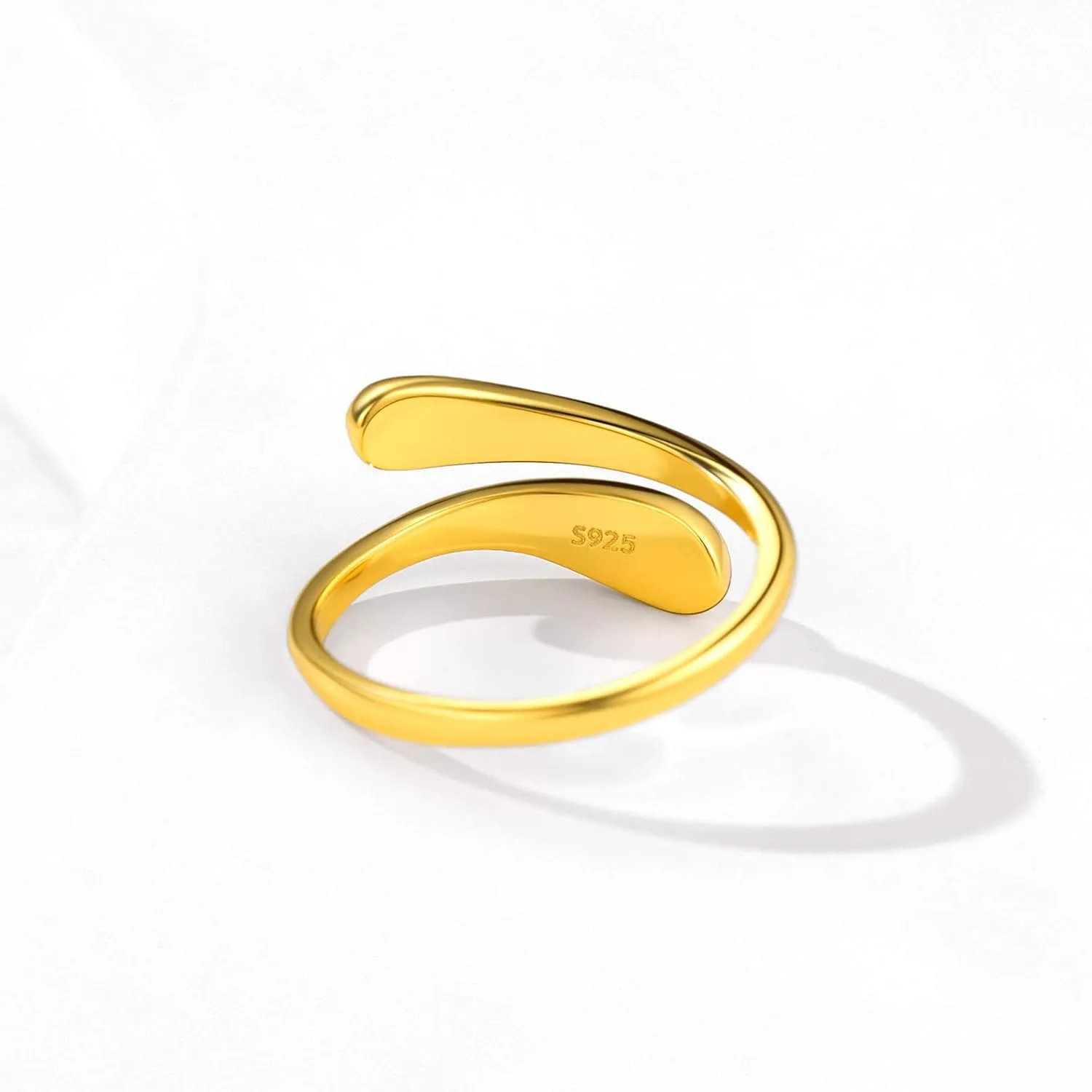 ChicSilver 925 Sterling Silver Ring Minimalist Teardrop High Polish Tarnish Resistant Comfort Fit Open Adjustable Ring for Women(with Gift Box)