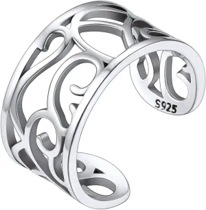 ChicSilver 925 Sterling Silver Toe Ring Minimalist Hypoallergenic Adjustable Band Ring Summer Beach Bare Foot Jewelry