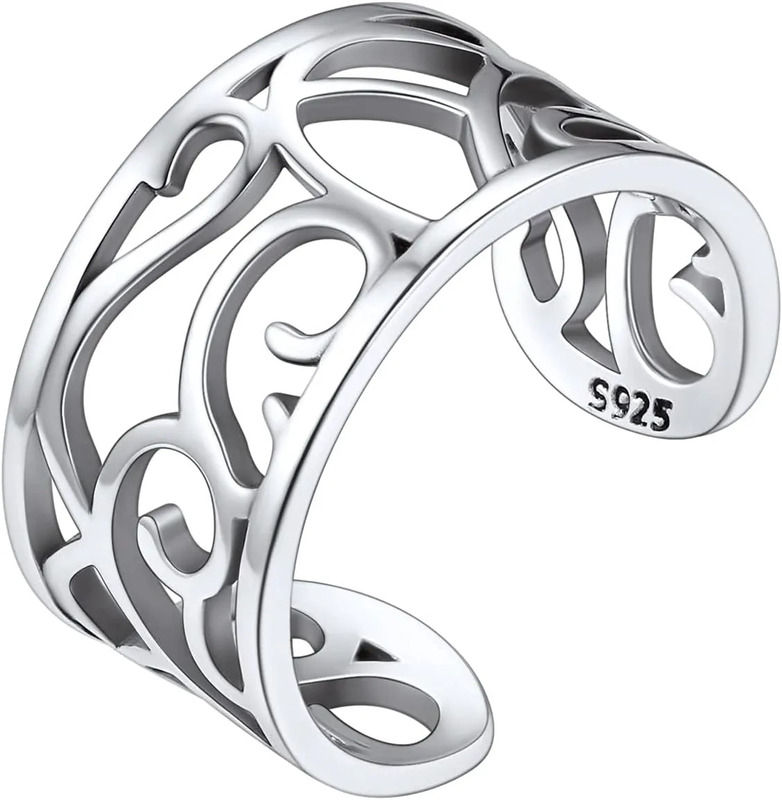 ChicSilver 925 Sterling Silver Toe Ring Minimalist Hypoallergenic Adjustable Band Ring Summer Beach Bare Foot Jewelry