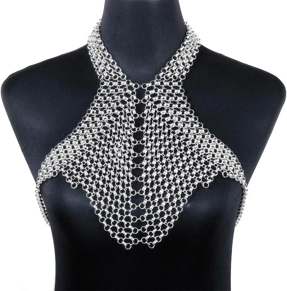 Chran Silver Body Chain Jewelry for Women Classic O Ring Chains Necklace Harness