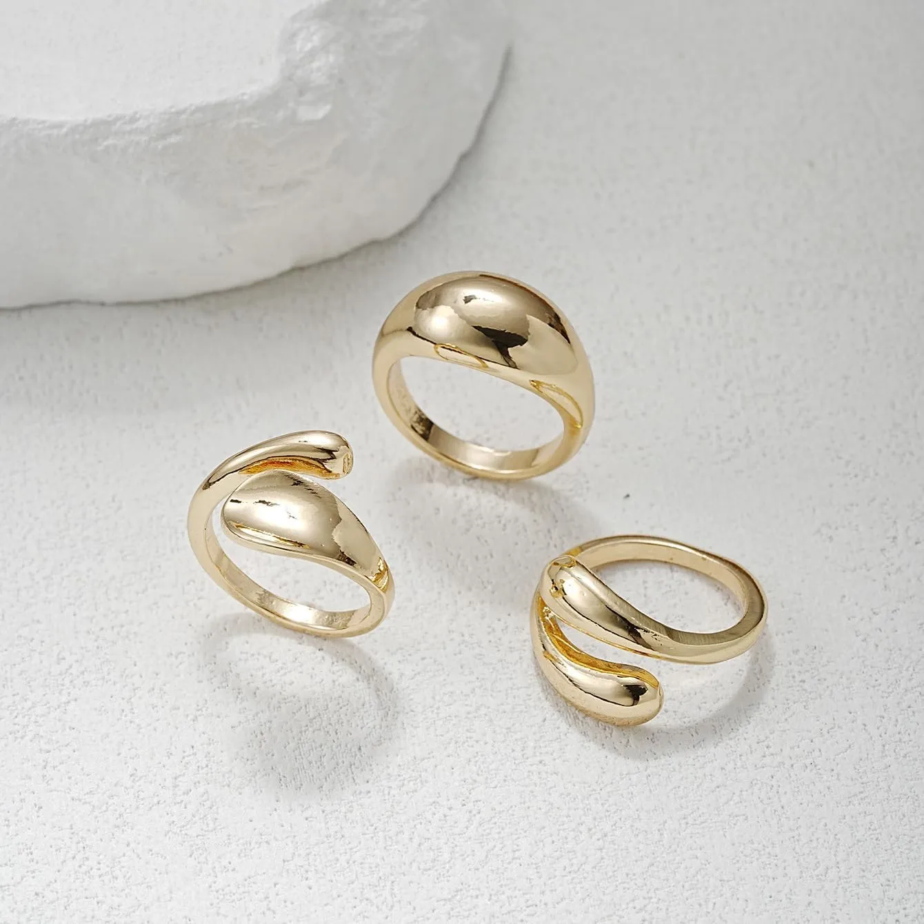 Chunky Gold & Silver Statement Rings for Women - Thick, Stackable Dome Rings