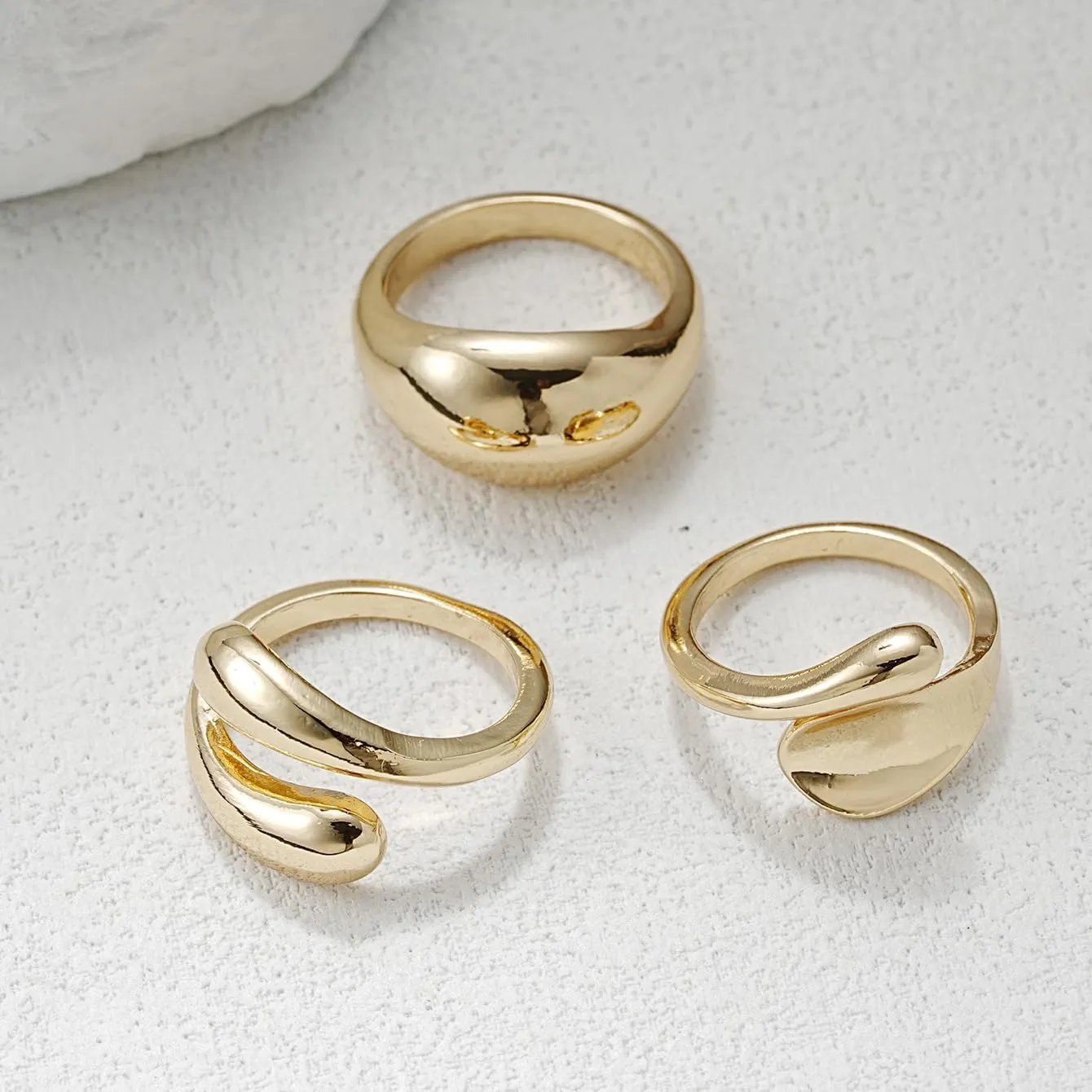 Chunky Gold & Silver Statement Rings for Women - Thick, Stackable Dome Rings