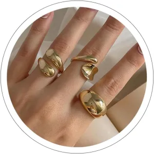 Chunky Gold & Silver Statement Rings for Women - Thick, Stackable Dome Rings