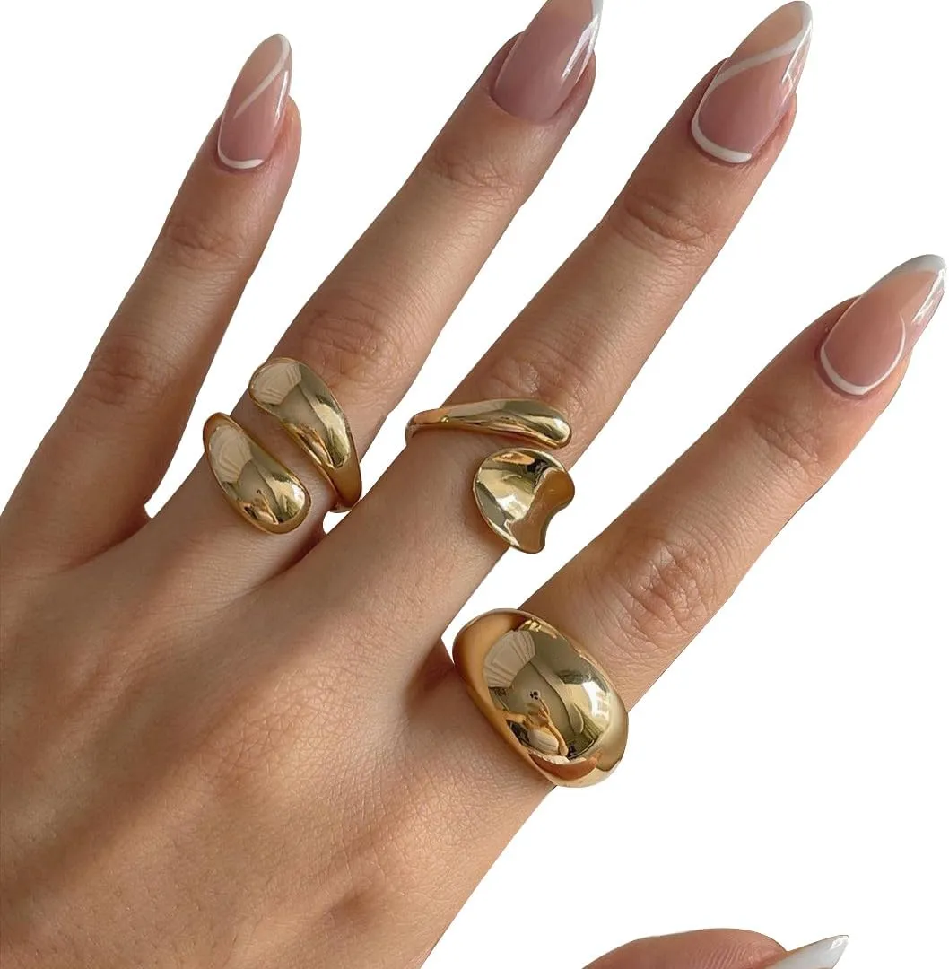 Chunky Gold & Silver Statement Rings for Women - Thick, Stackable Dome Rings