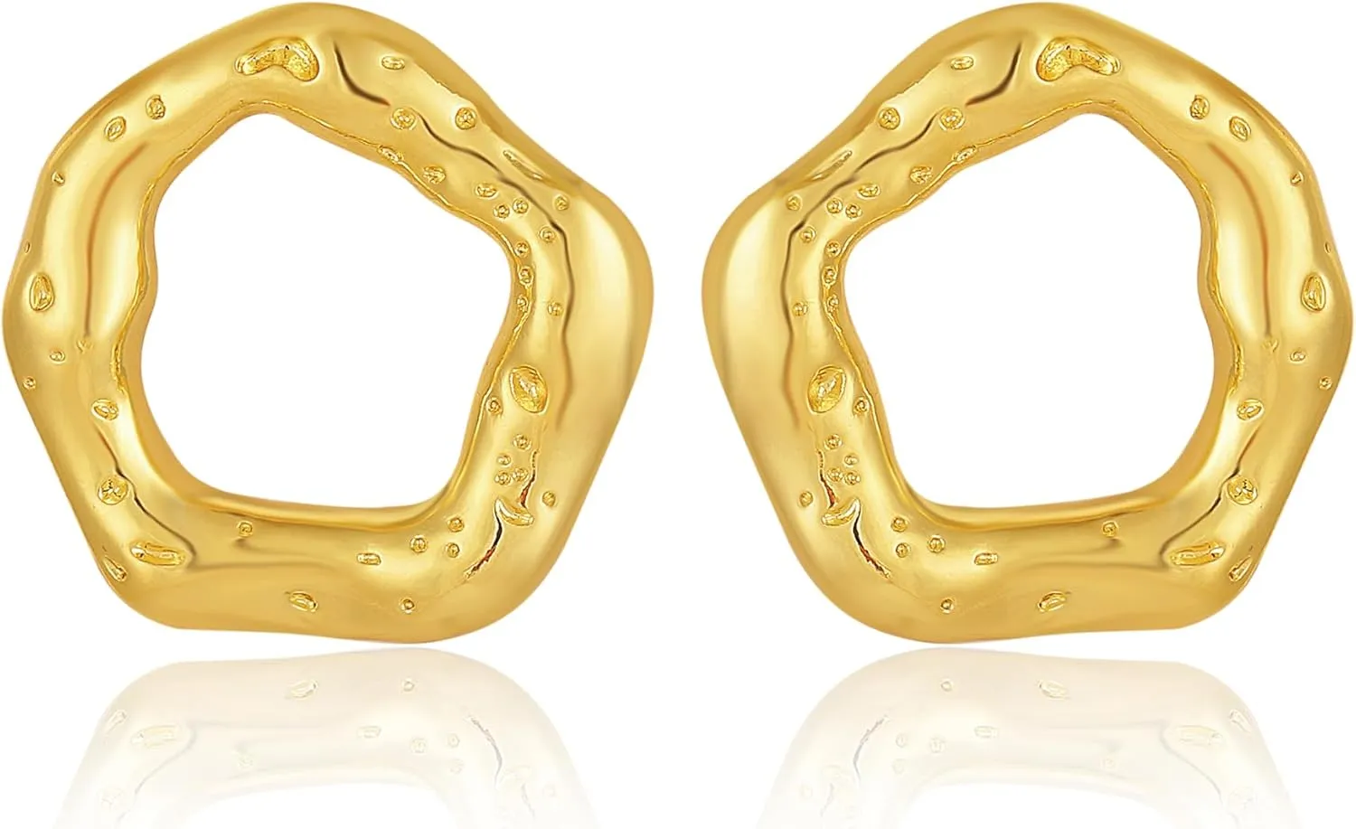 Chunky Gold Earrings - Trendy Drop Studs in Thick Oval, Geometric, Bow, Circle, Rectangle Shapes - Large Gold Earrings for Women's Jewelry Gifts