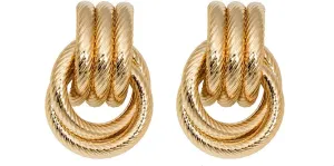 Chunky Gold Hoop Earrings Dainty Chunky Earrings for Women Geometric Statement Knot Twisted Chain Drop Dangle Earrings Gold Trendy Thick Cartilage Wrap Cuff Earrings