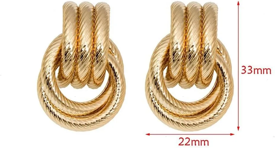 Chunky Gold Hoop Earrings Dainty Chunky Earrings for Women Geometric Statement Knot Twisted Chain Drop Dangle Earrings Gold Trendy Thick Cartilage Wrap Cuff Earrings