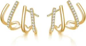 Chunky Gold Hoop Earrings for Women, Trendy 14K Gold Plated Gold/Silver Chunky Hoop Earrings Small Thick Oval Open Double Hoop Earrings Hypoallergenic Lightweight Earrings for Women