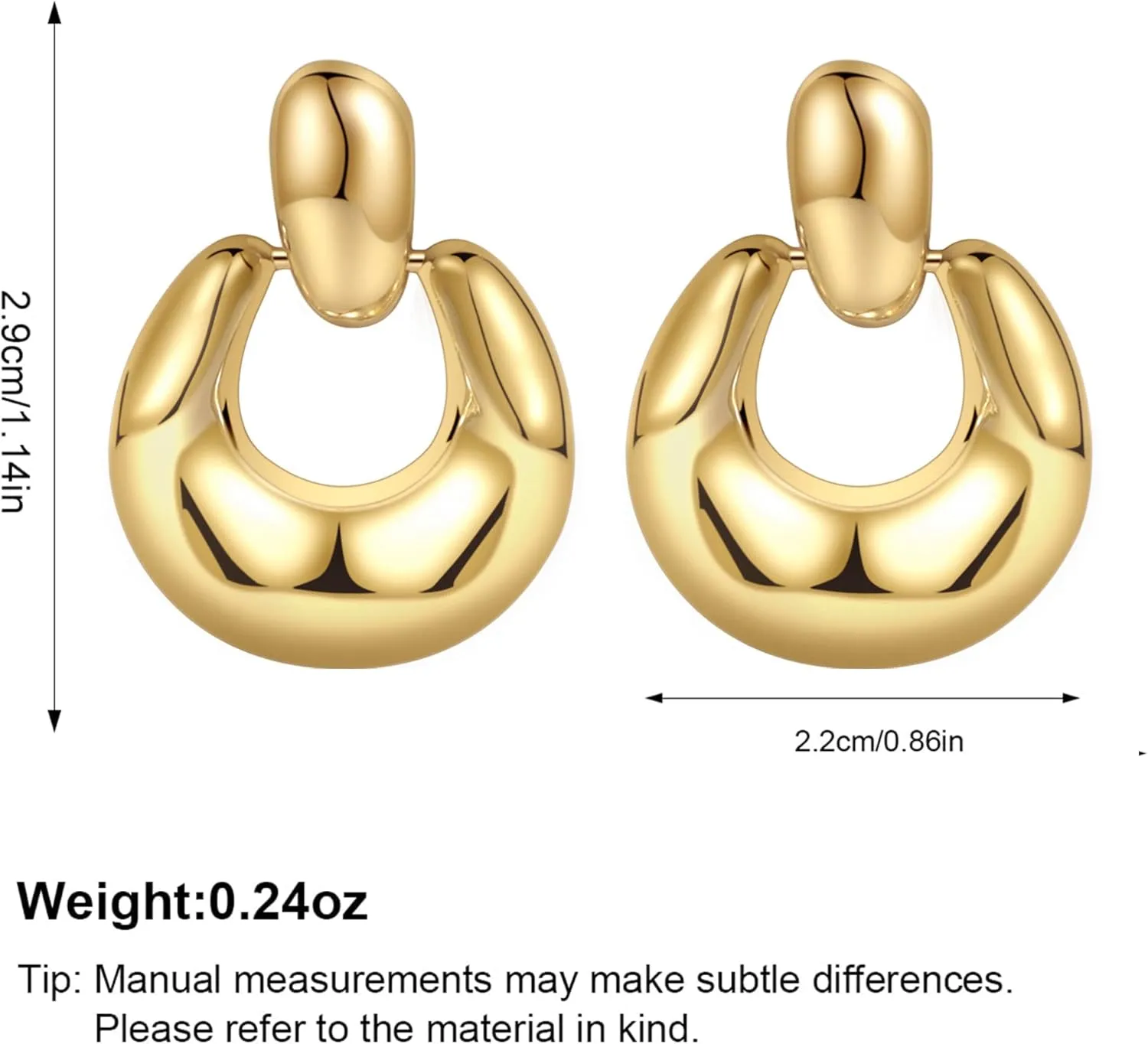 Chunky Gold Stud Earrings for Women 14k Gold Plated Hypoallergenic Earrings Statement Trendy Fashion Gold Jewelry Gifts