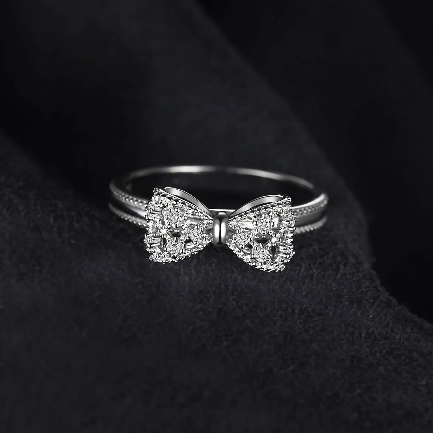 Classic Bow Tie CZ Cubic Zirconia Ring,Elegant Women/Girls Trendy Promise Ring. Bridal/Engagement Jewelry (US Size 9)