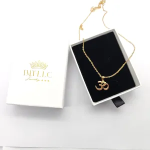 Classic Buddha Yoga OM Symbol Pendant Necklaces for Men Woman Gold Color Stainless Steel Prayer Gifts Jewelry (OM Symbol)