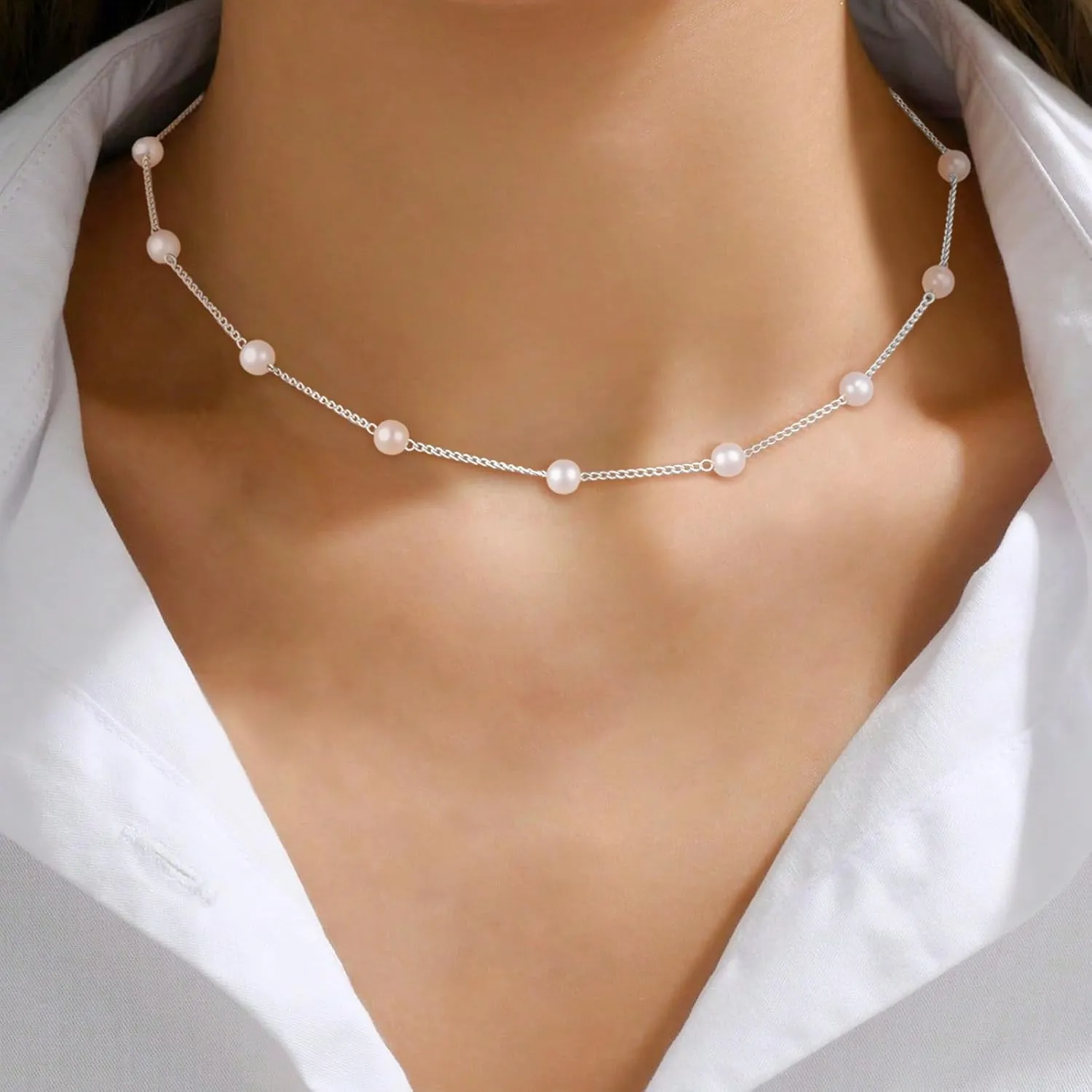 Classic Pearl Necklace Adjustable Gold Pearl Necklace for Women Dainty Collar De Perlas Para Mujer Jewelry Gifts for Her