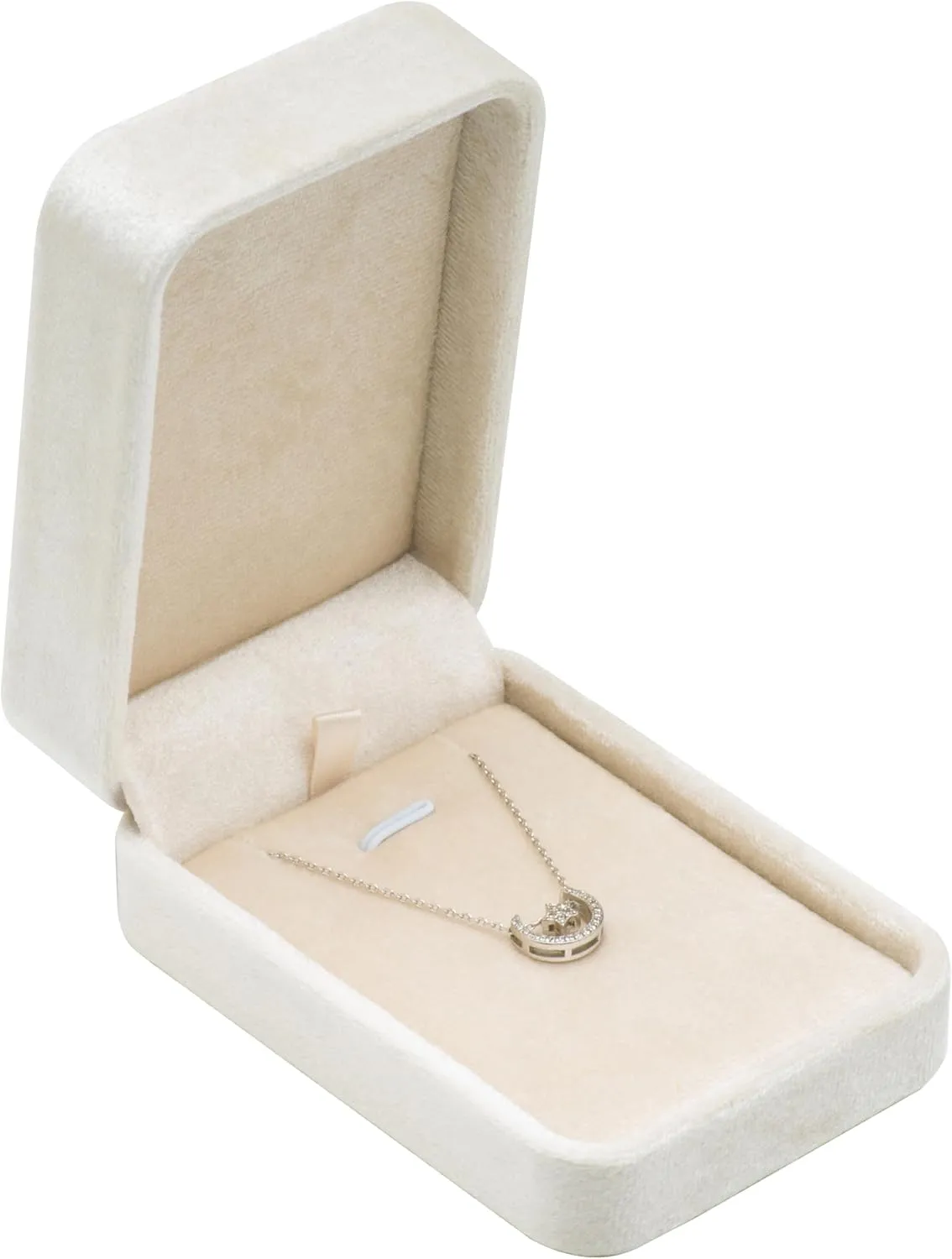 Classic Velvet Jewelry Gift Box Case for Necklace Pendant (Beige)