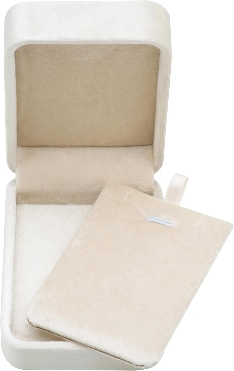 Classic Velvet Jewelry Gift Box Case for Necklace Pendant (Beige)