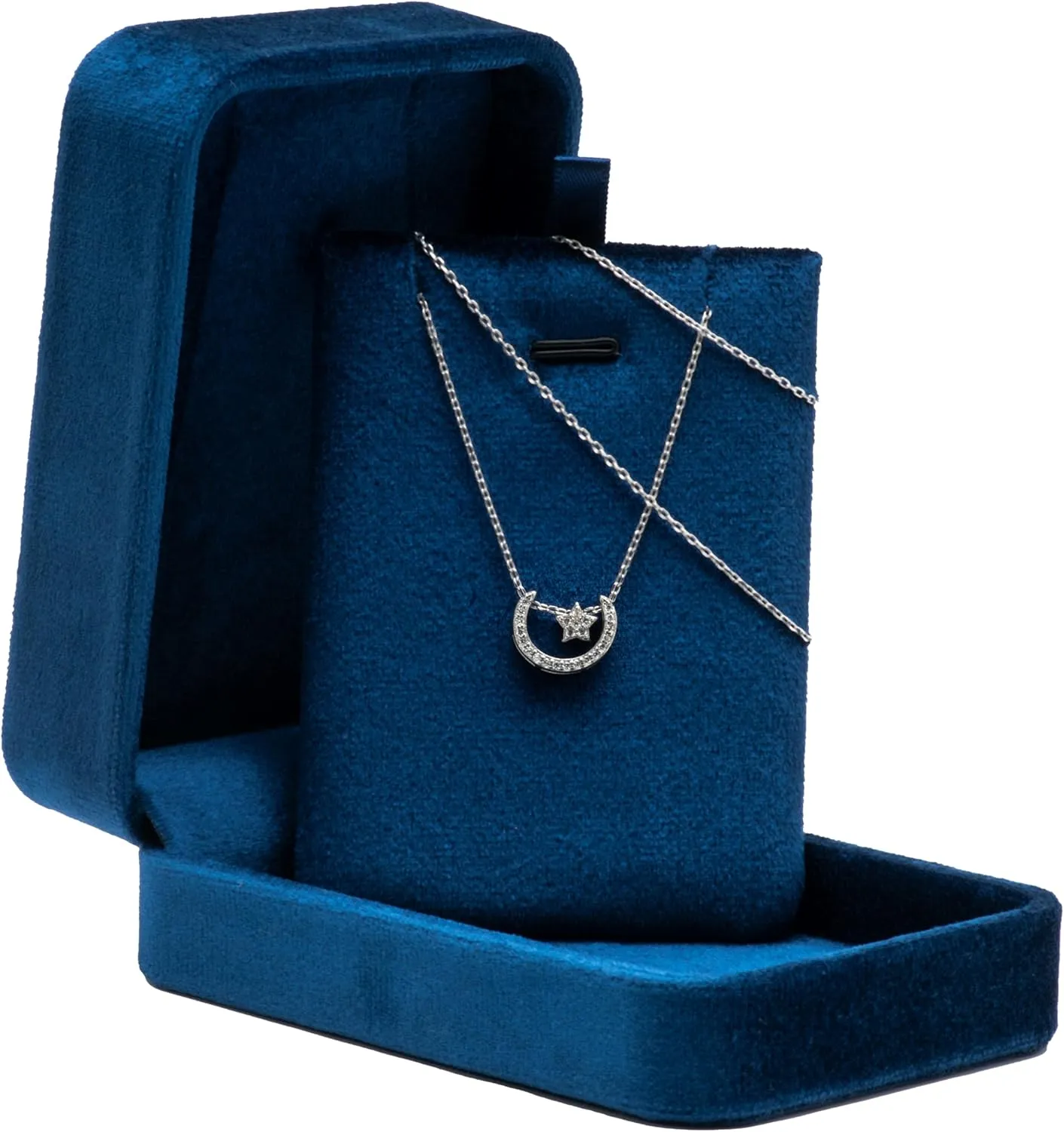 Classic Velvet Jewelry Gift Box Case for Necklace Pendant (Blue)