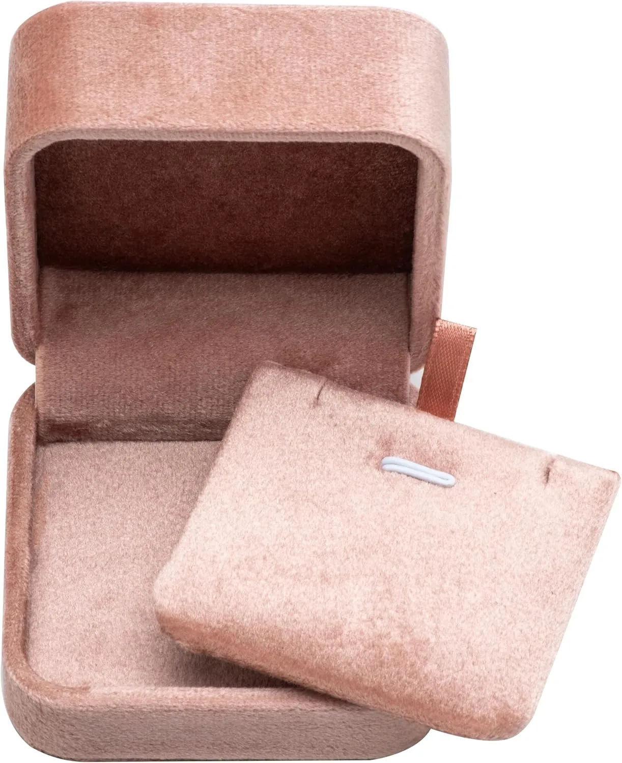 Classic Velvet Jewelry Gift Box Case for Necklace Pendant (Blush Peach)