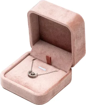 Classic Velvet Jewelry Gift Box Case for Necklace Pendant (Blush Peach)