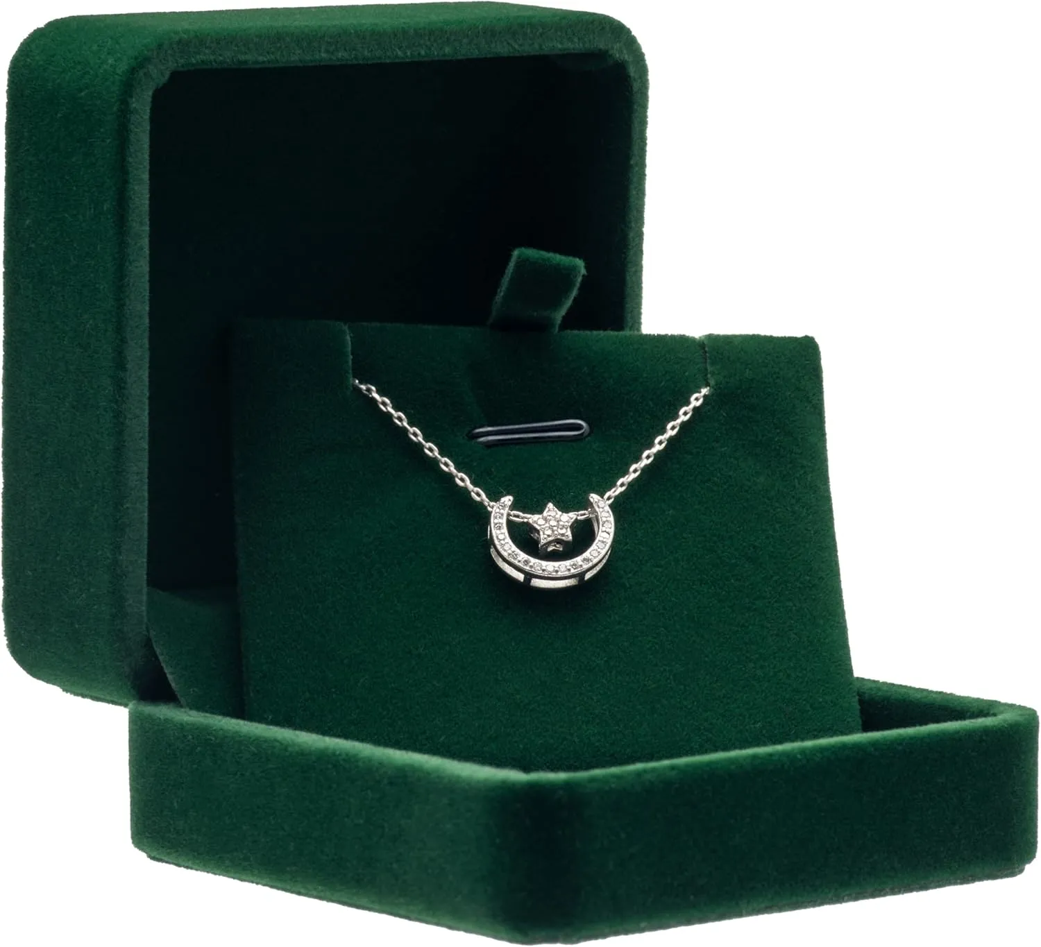 Classic Velvet Jewelry Gift Box Case for Necklace Pendant (Green)