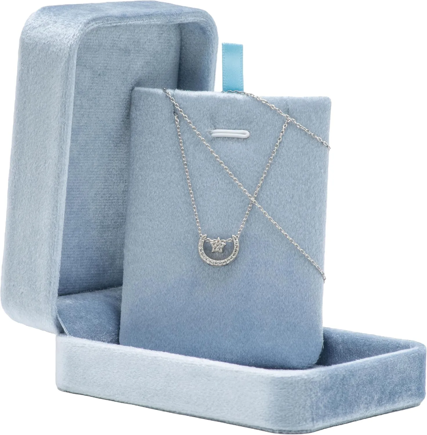 Classic Velvet Jewelry Gift Box Case for Necklace Pendant (Light Ocean Blue)