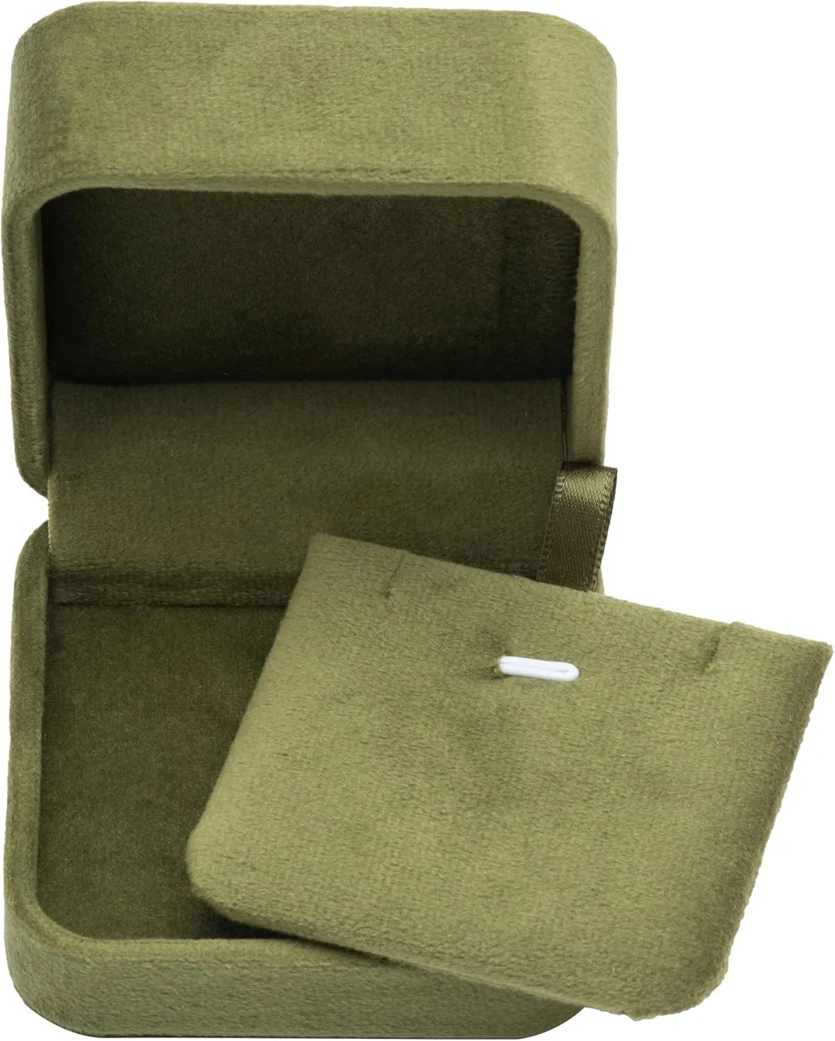 Classic Velvet Jewelry Gift Box Case for Necklace Pendant (Olive Green)