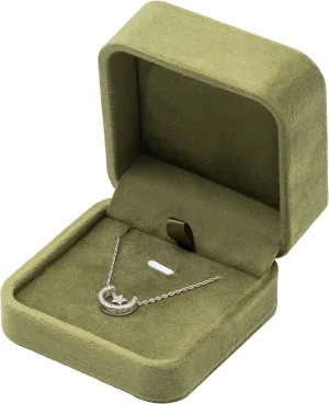Classic Velvet Jewelry Gift Box Case for Necklace Pendant (Olive Green)