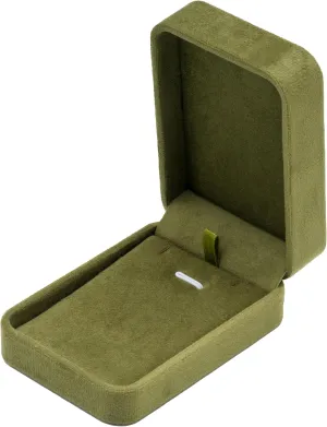 Classic Velvet Jewelry Gift Box Case for Necklace Pendant (Olive Green)