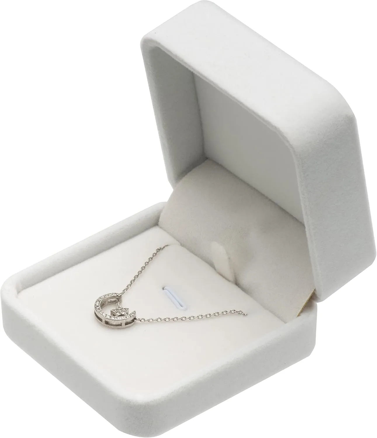 Classic Velvet Jewelry Gift Box Case for Necklace Pendant (White)