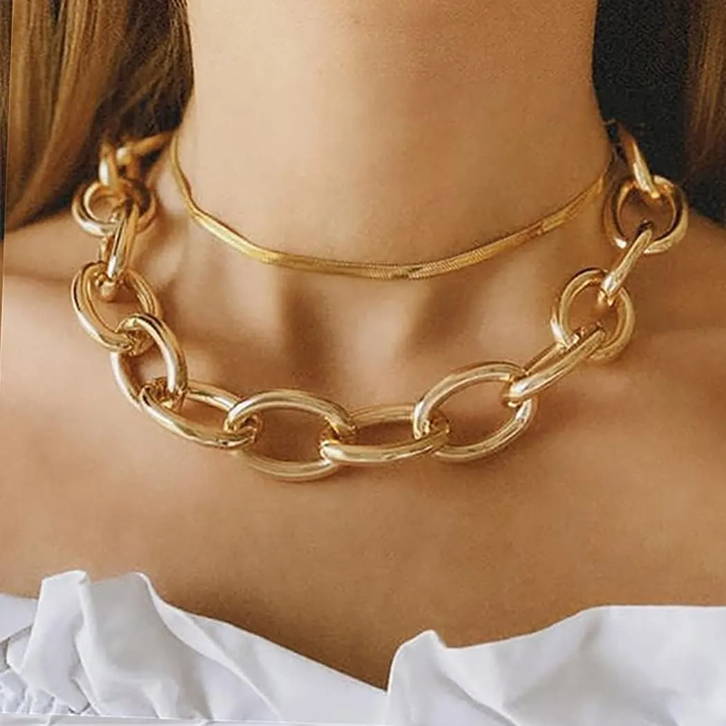 CLOACE Boho Choker Necklace Gold Cuban Link Necklaces Chain Fashion Jewelry for Women and Girls