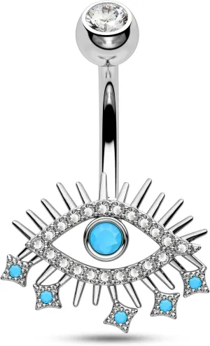 COCHARM 14G Belly Button Rings Evil Eye Belly Rings 316L Surgical Steel Navel Rings Gold Belly Piercing Jewelry for Women Men
