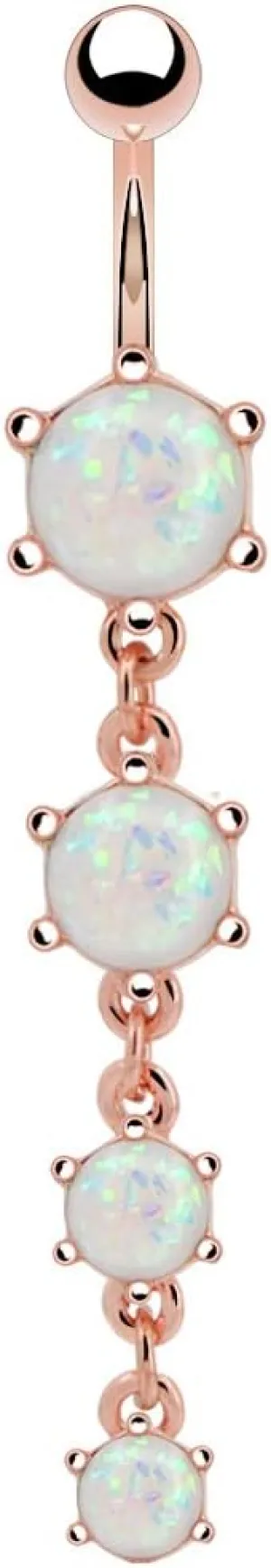 COCHARM Cute Dangly Opal Belly Button Rings 14g 316L Stainless Steel Dangle Navel Rings for Women Belly Button Piercing Dangling Navel Bar