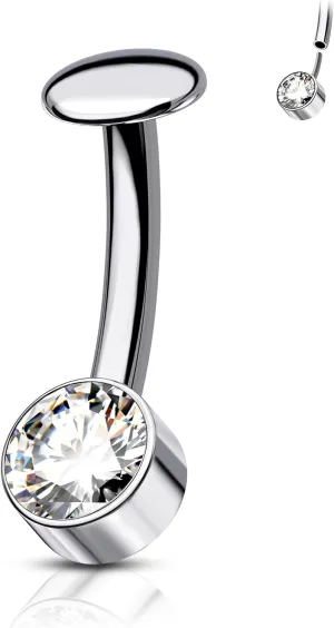 COCHARM G23 Solid Titanium Belly Button Rings 14G Reverse Threadless Push in Belly Navel Rings for Women Flat Back Belly Piercing Jewelry