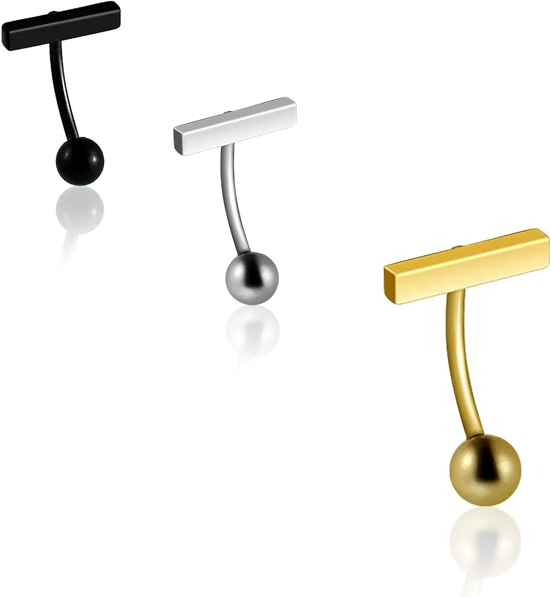 COLORFUL BLING 14g Surgical Stainless Steel Bar Belly Button Rings Set Navel Barbell Ball Studs Body Piercing Jewelry