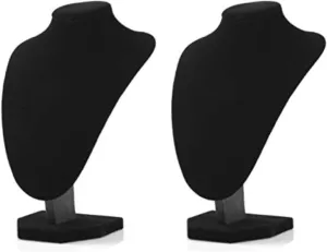 Comelyjewel 21cm Necklace Holder Jewelry Organizer Set of 2, Elegant Jewelry Organizers and Storage, Premium Jewelry Organizer for Women, Mannequin Bust Stand for Necklaces (Black Velvet)