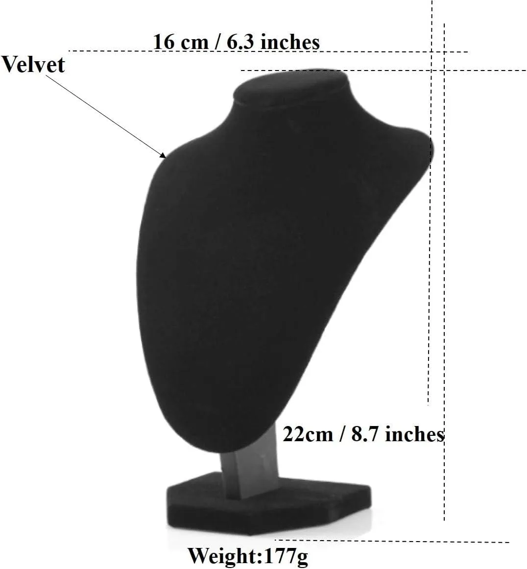 Comelyjewel 21cm Necklace Holder Jewelry Organizer Set of 2, Elegant Jewelry Organizers and Storage, Premium Jewelry Organizer for Women, Mannequin Bust Stand for Necklaces (Black Velvet)