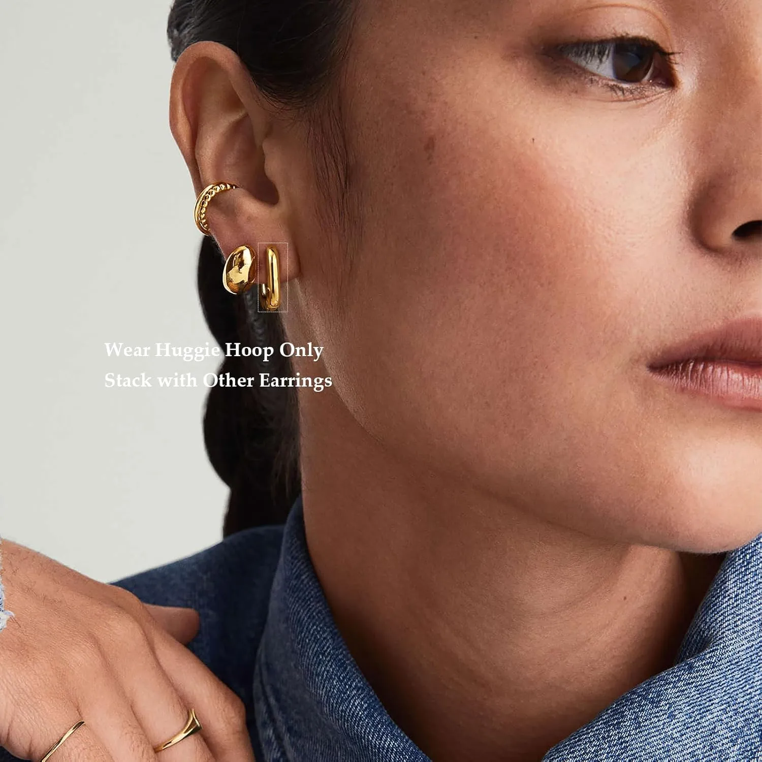 Convertible Chunky Hoop Earrings for Women Trendy: Paperclip Link Hoop Earrings Two-Tone Plated Geometric Drop/Dangle Huggie Hoop Earrings Hypoallergenic Lightweight Trendy Gold Jewelry