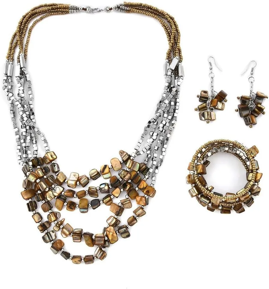 Costume Jewelry Sets for Women Beaded Bracelet Earrings and Necklace Set Handmade Seed Bead Beach Boho Jewelry Birthday Gifts for Her 22"
