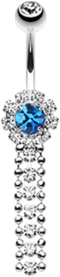 Covet Jewelry Wondrous Sparkling Waterfall Belly Button Ring