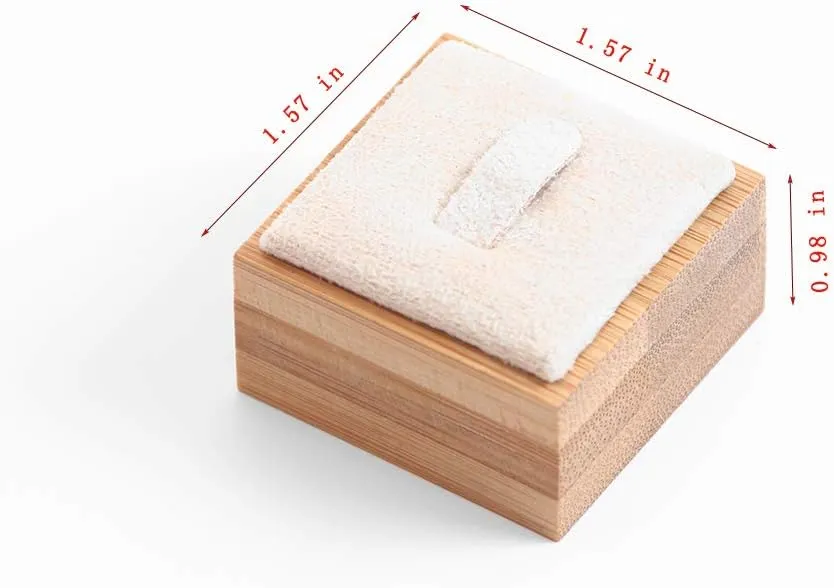 Coward Bamboo 6 Pcs Rings Display Stand for Selling Velvet Jewelry Ring Holder Organizer for Drawer Storage (Beige Velvet)