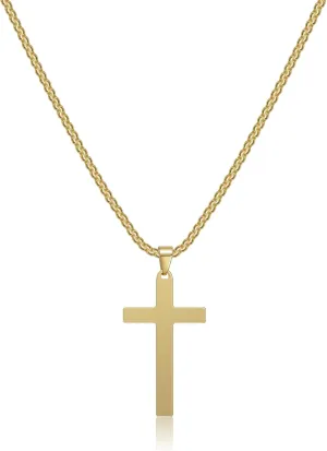 Cross Necklace for Men, Stainless Steel Cross Pendant Necklace Layered Cuban Link Chain Crucifix Necklace Silver Black Gold Cross Chain Cross Jewelry