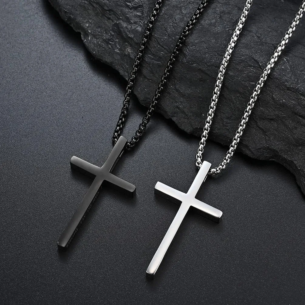 Cross Necklace for Men,Stainless Steel Black Gold Silver Jesus Christ Crucifix Pendant Necklaces Jewelry60cm Rolo Chain