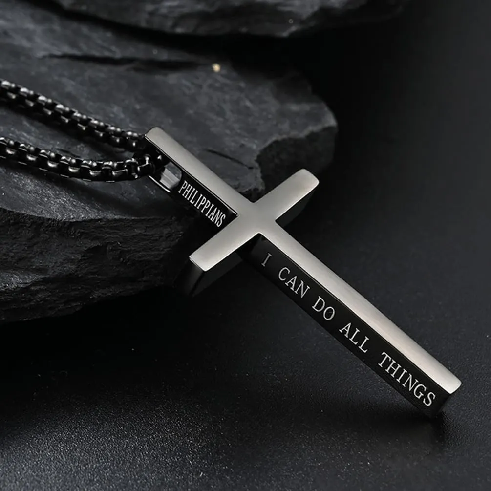 Cross Necklace for Men,Stainless Steel Black Gold Silver Jesus Christ Crucifix Pendant Necklaces Jewelry60cm Rolo Chain