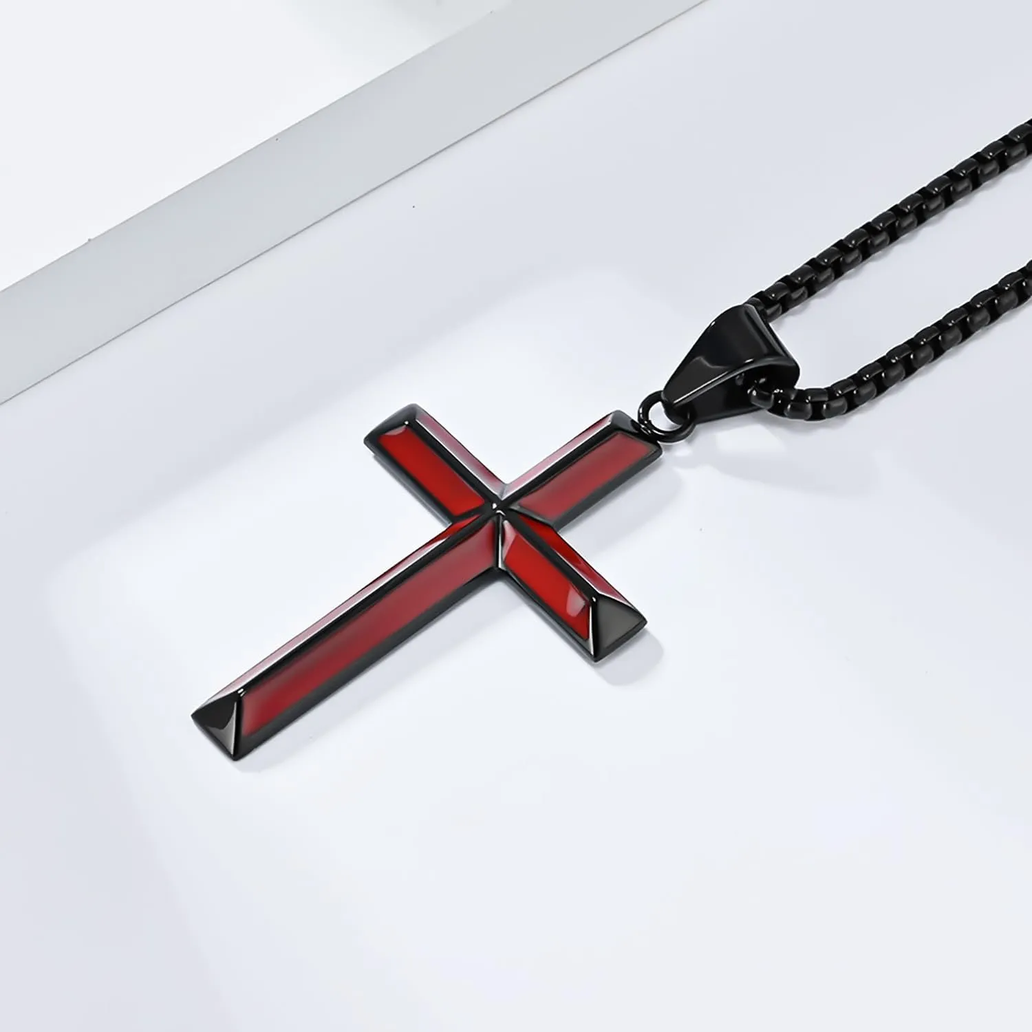 Cross Necklace for Men,Stainless Steel Black Gold Silver Jesus Christ Crucifix Pendant Necklaces Jewelry60cm Rolo Chain