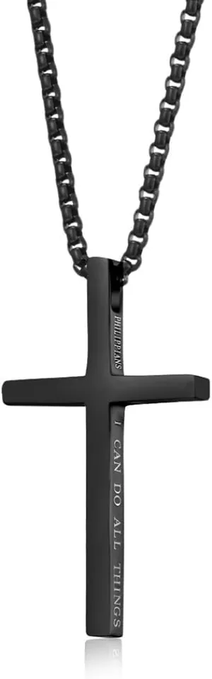 Cross Necklace for Men,Stainless Steel Black Gold Silver Jesus Christ Crucifix Pendant Necklaces Jewelry60cm Rolo Chain