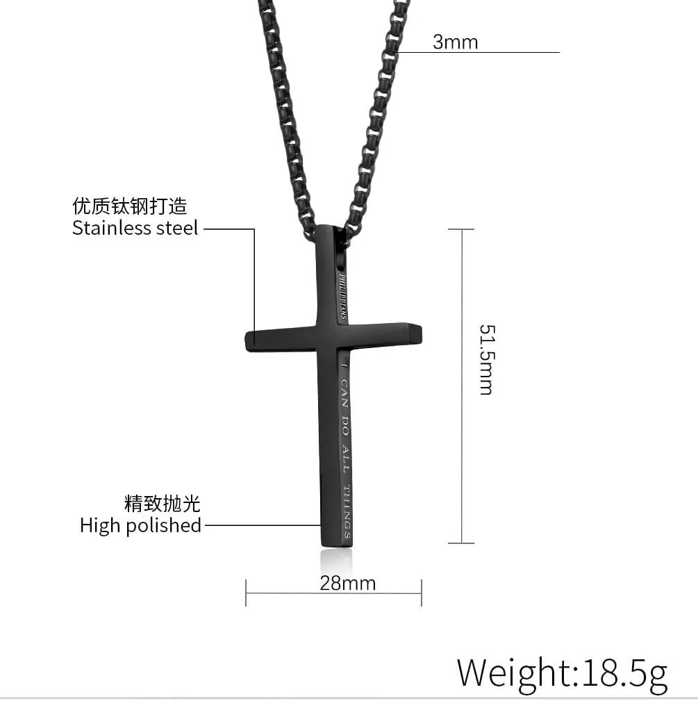 Cross Necklace for Men,Stainless Steel Black Gold Silver Jesus Christ Crucifix Pendant Necklaces Jewelry60cm Rolo Chain