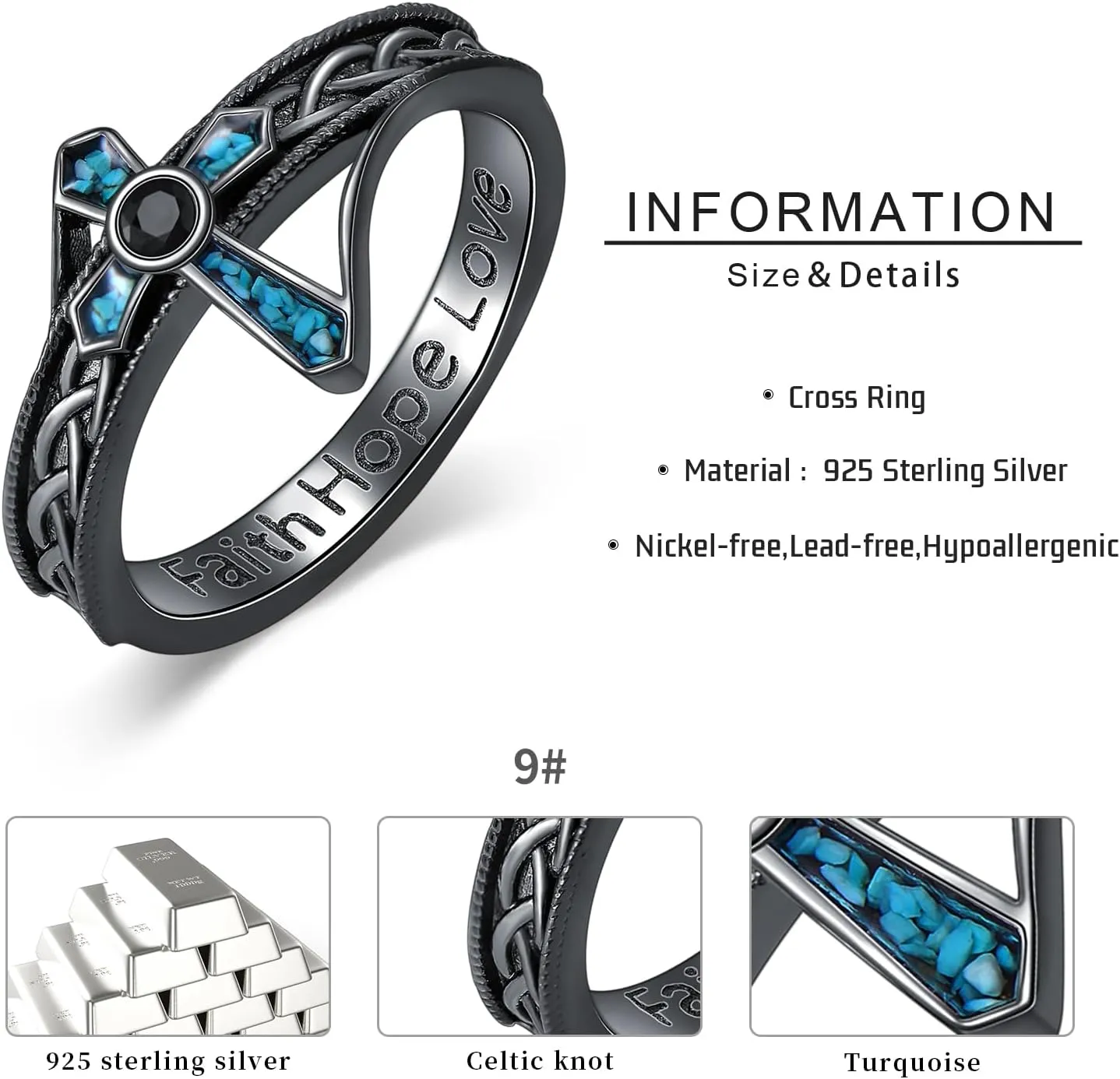 Cross Rings for Women 925 Sterling Silver Faith Cross Rings Christian Religious Jewelry Gifts for Men